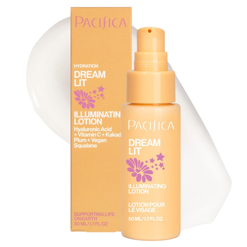 Pacifica Dreamlit Illuminating Facial Lotion  Vitamin C  Niacinamide Brightening Moisturizer for Radiant Glow  Natural Dewy Finish Hydrates  Minimizes Pores  Lightweight Daily Face Cream Vegan